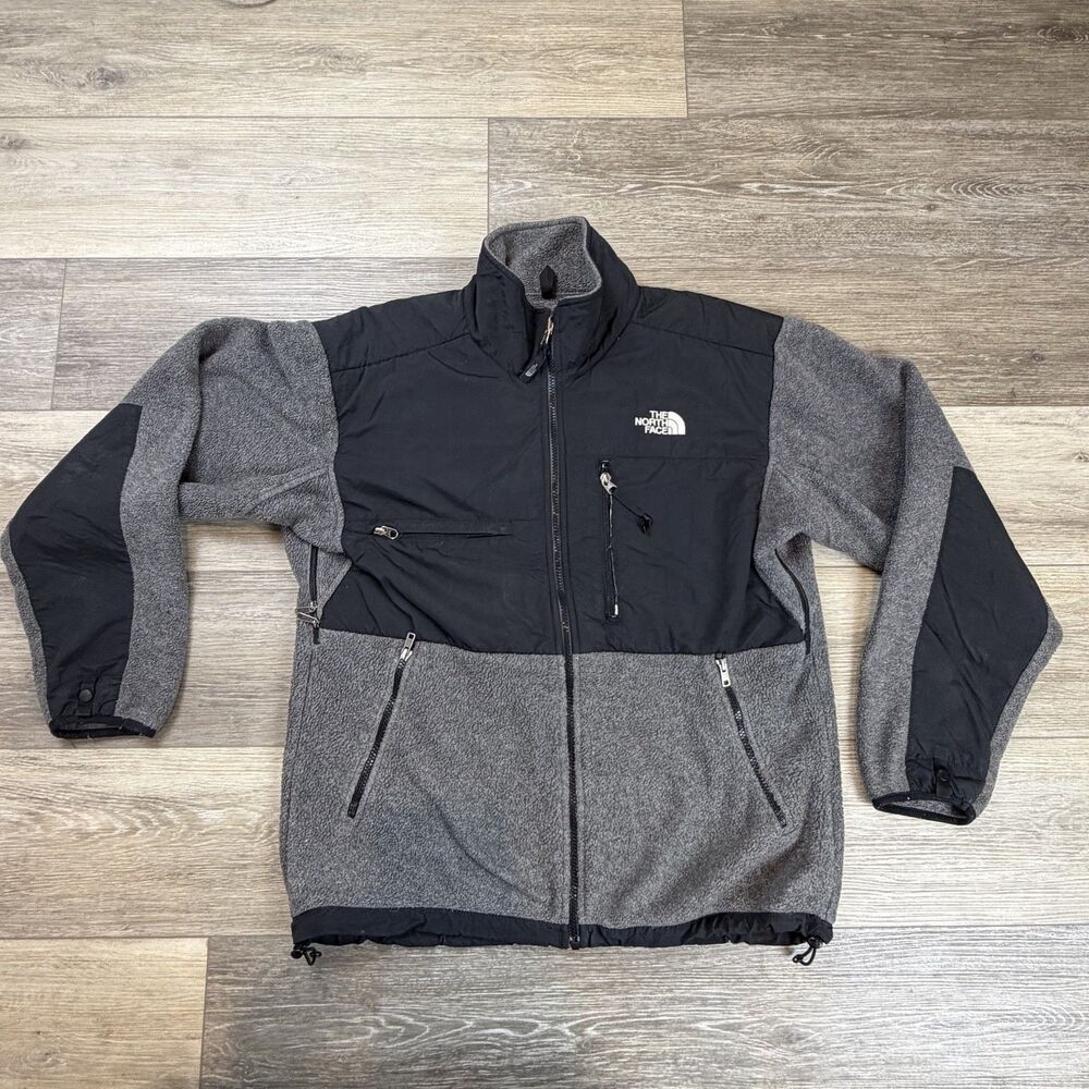 The North Face Jacket Mens Medium Gray Black Polartec Fleece Full Zip A198